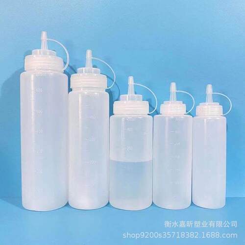 尖嘴塑式料挤颜压酱瓶半透白色刻度料URY瓶LDPE挤奶油沙拉调料分