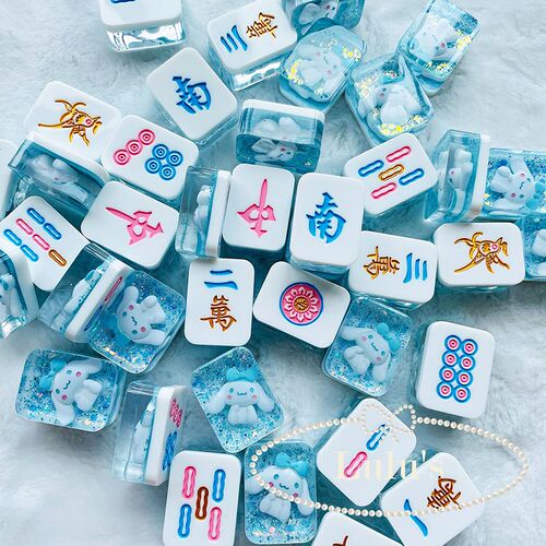 纯手工定制滴胶麻将玉桂狗麻将 手工材料包 麻将机专用卡通麻将