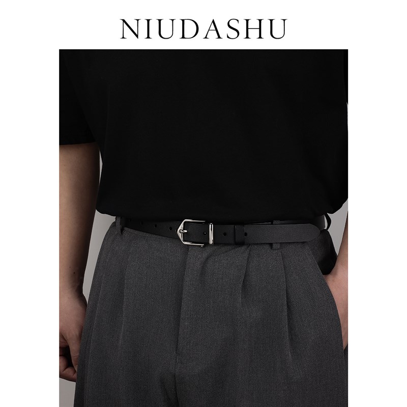 皮带男潮真皮装饰年轻人显瘦休闲西裤学生青年时髦韩版腰带男黑细