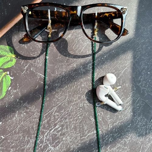 祖母绿切面尖晶石眼镜链条口罩耳机挂脖绳男女网红时尚防滑028