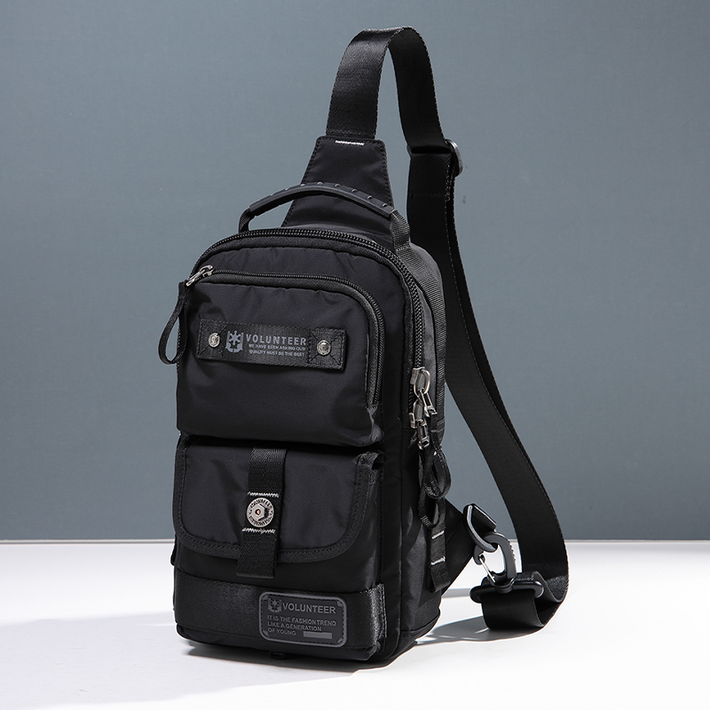 胸包男夏季户外斜l挎包牛津布小背包多功能男包战术运动帆布单肩
