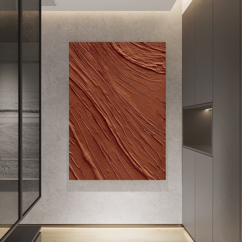 酒店别墅设计纯手绘极简侘寂风客厅书房油画抽Q象装饰画纯色肌理图片
