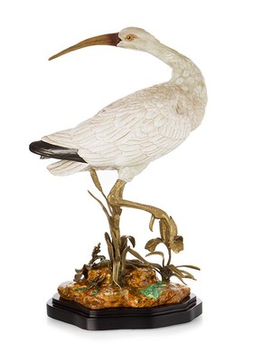 欧式美式复古陶瓷镶铜创意长嘴鸟摆件客J厅展厅家居软装饰品摆设