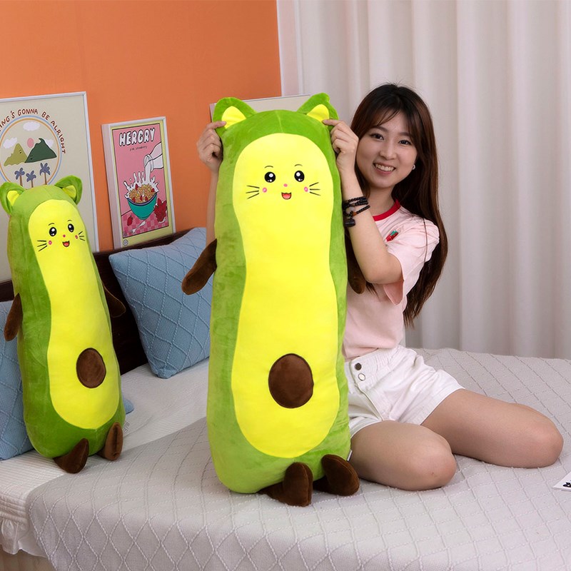 牛油果长条抱枕女生夹腿睡觉毛绒玩具儿童布娃娃床上抱睡玩偶公仔