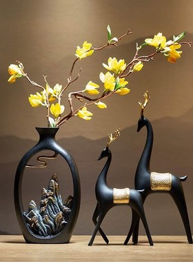 新中式摆件博古架客厅家居酒柜装饰品办公室桌面领导高端茶室书柜