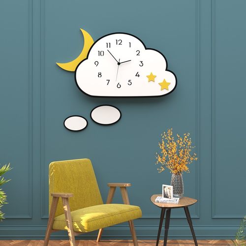 云朵挂钟现代简约家用网红时尚钟表客厅个性创意时钟挂墙餐厅装饰