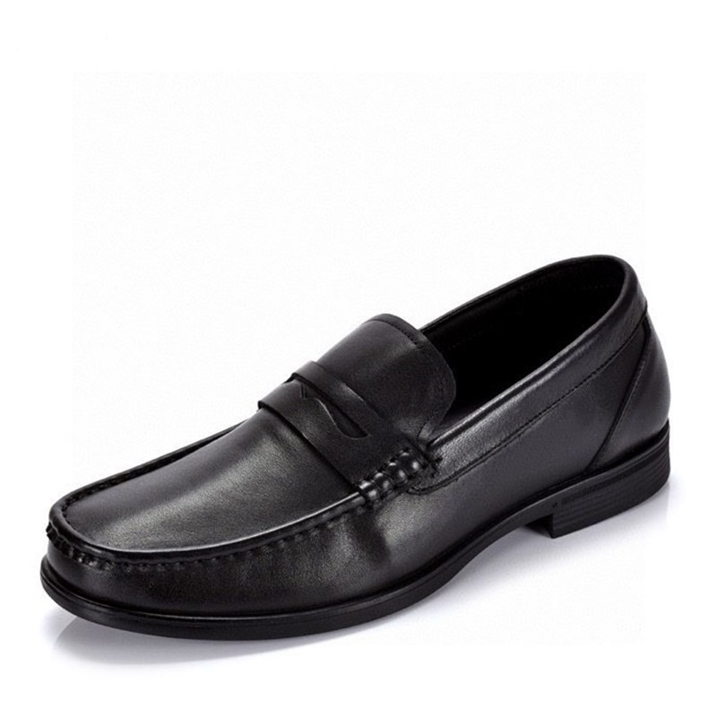 撤柜男鞋春秋新款休闲鞋时尚简约一脚蹬百搭头层牛皮商务正装皮鞋