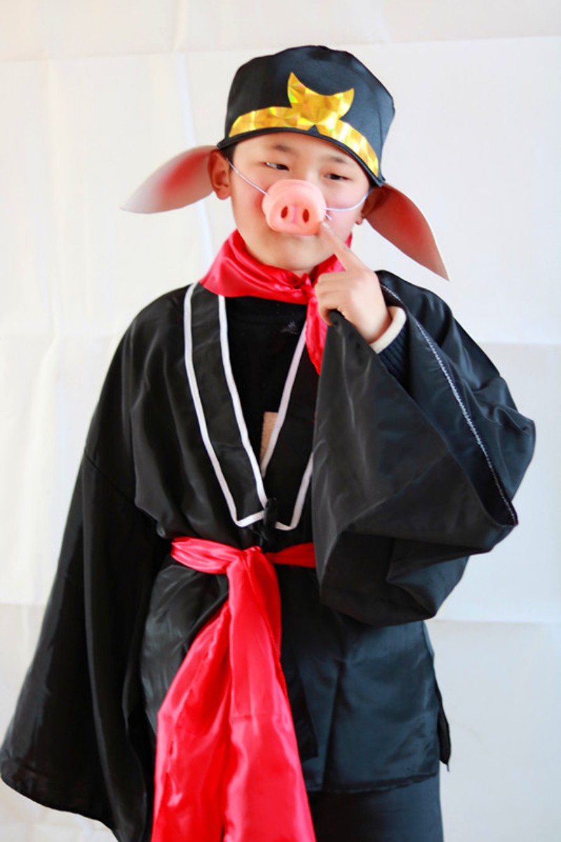 儿童猪八戒演出j服装猪八戒肚皮帽子衣服儿童猪八戒钉耙