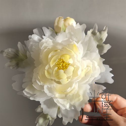 热缩牡丹花发簪半醉半浮生手作簪子发夹发饰 热缩发簪 汉服配饰