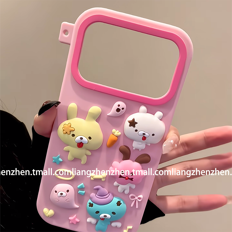 超火立体僵尸兔兔适用苹果17promax手机壳iphone16pro女款15新款13可爱14卡通硅胶软壳plus小众少女心甜美潮