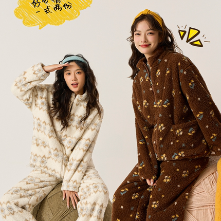 末帖/MOTIE新款北奥绒棉花糖套装加绒加厚保暖休闲冬季睡衣家居服