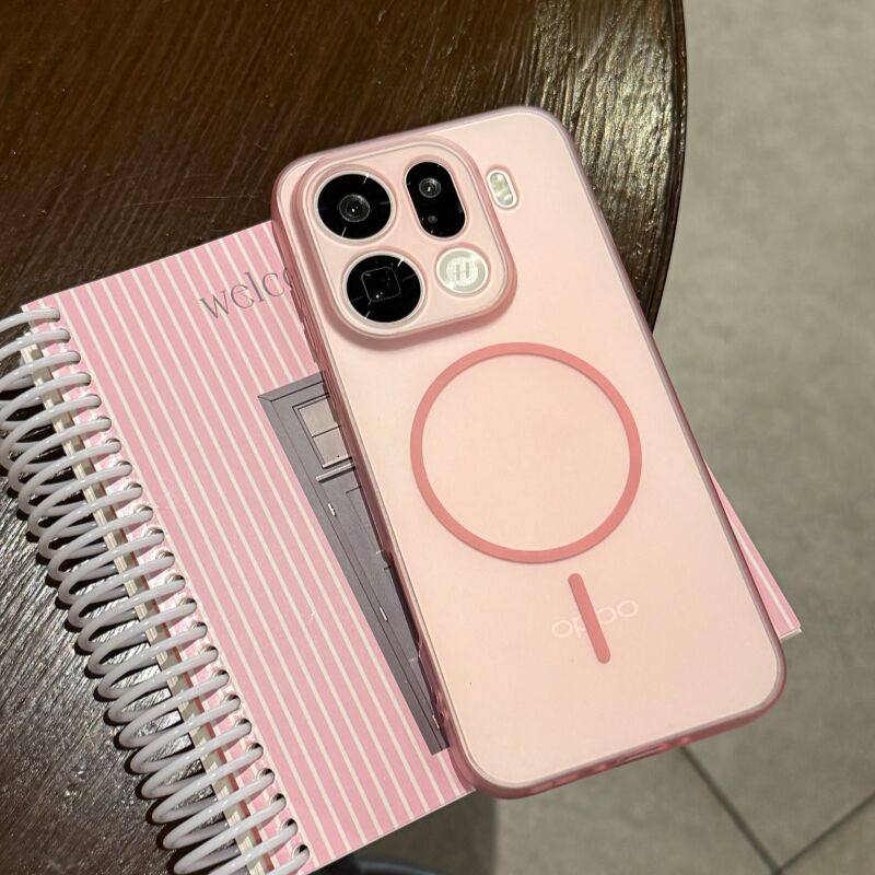 冰雾透粉磨砂Beast细圈磁吸适用oppofindx9手机壳x8ultra肤感x8s+高级感x7/6硅胶reno14/13pro超薄全包防摔女