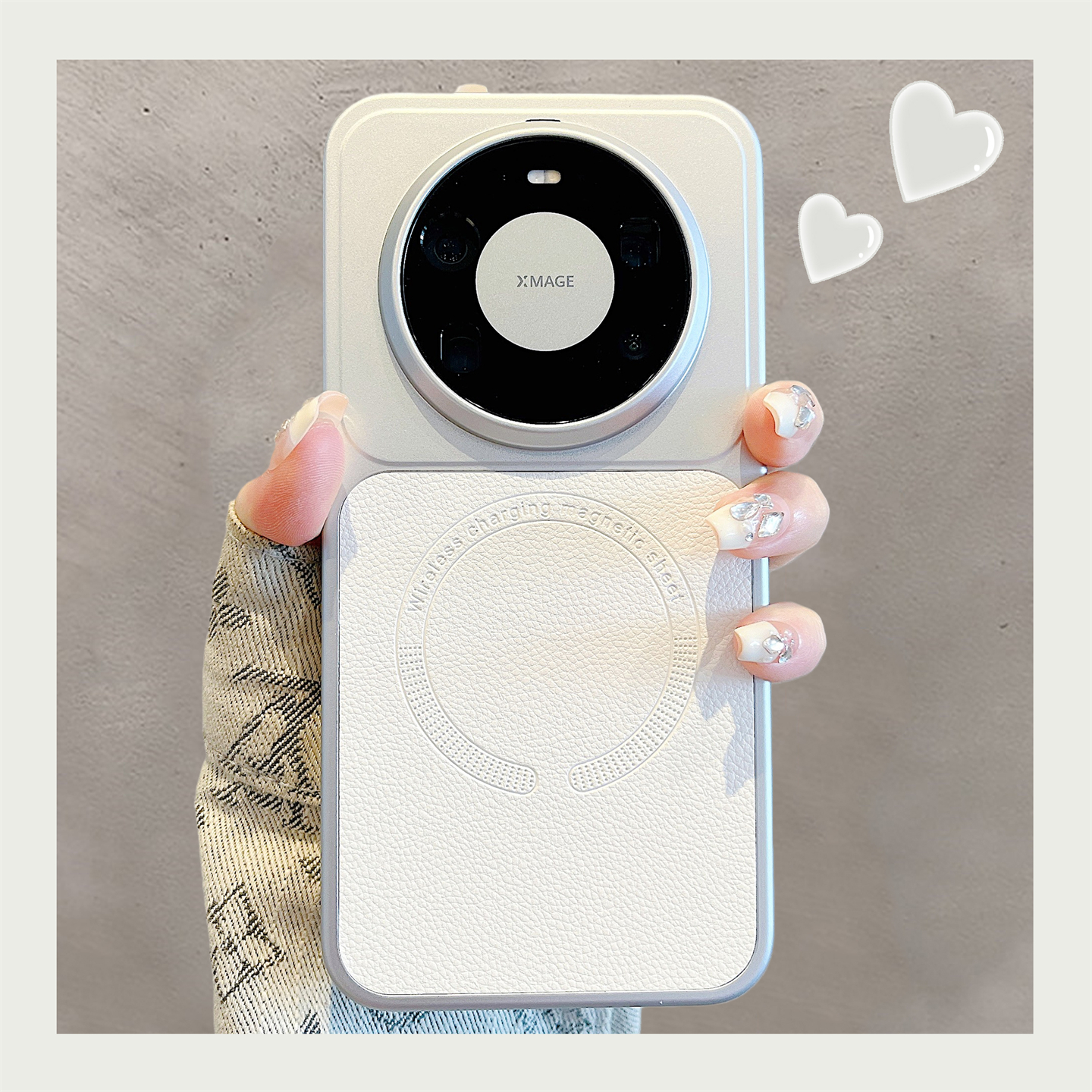 适用华为mate80高级感荔枝纹磁吸