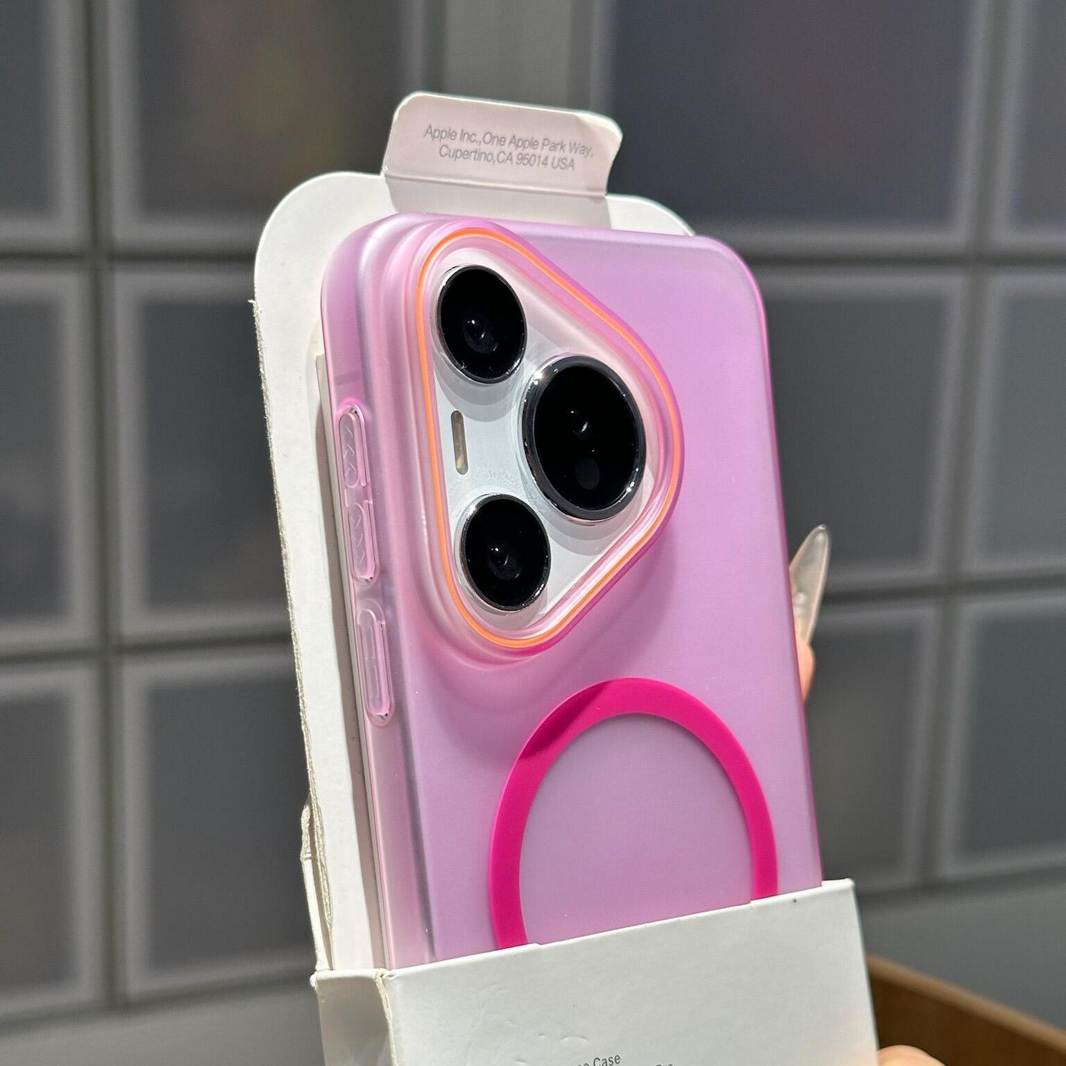 简约ins风新款玫红色磁吸手机壳