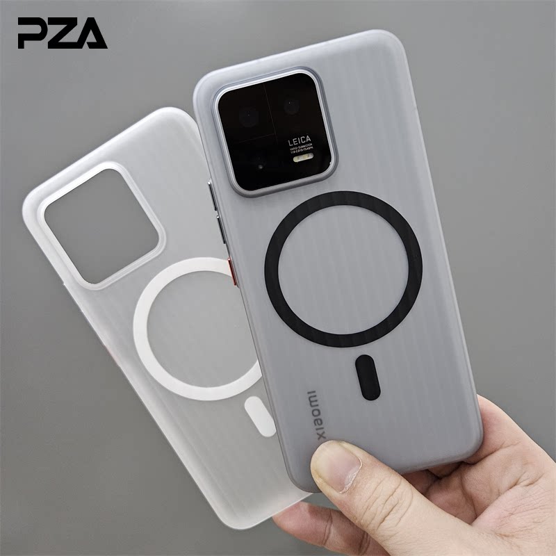 不沾指纹磨砂手感适用小米13手机壳13pro全包防摔手机套13ultra创意个性行李箱瓦楞纹带磁吸功能半透明硬壳男