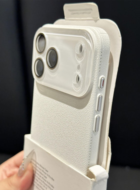 新款全包水晶镜头轻奢荔枝纹PC适用苹果17pro手机壳iphone16promax高级感15小众air简约14plus防摔13纯色12硬