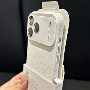 新款全包水晶镜头轻奢荔枝纹PC适用苹果17pro手机壳iphone16promax高级感15小众air简约14plus防摔13纯色12硬