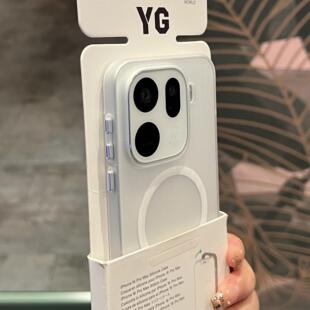 磨砂白光栅瓦楞纹Magsafe磁吸无线充电适用oppoFindx9手机壳新款x8ultra全包防摔s+大孔x7高级感reno14/13pro