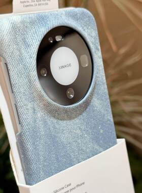 高级感蓝色牛仔布纹理细闪适用华为mate80promax手机壳pura70/X60荣耀Majic7半包无边框300/200防摔轻奢时尚