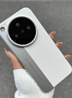 高级感白色秒变相机荔枝皮纹撞色适用OPPOFindx8Ultra手机壳X8s+防摔vivoX200素皮拼接Reno14全包promini硬新