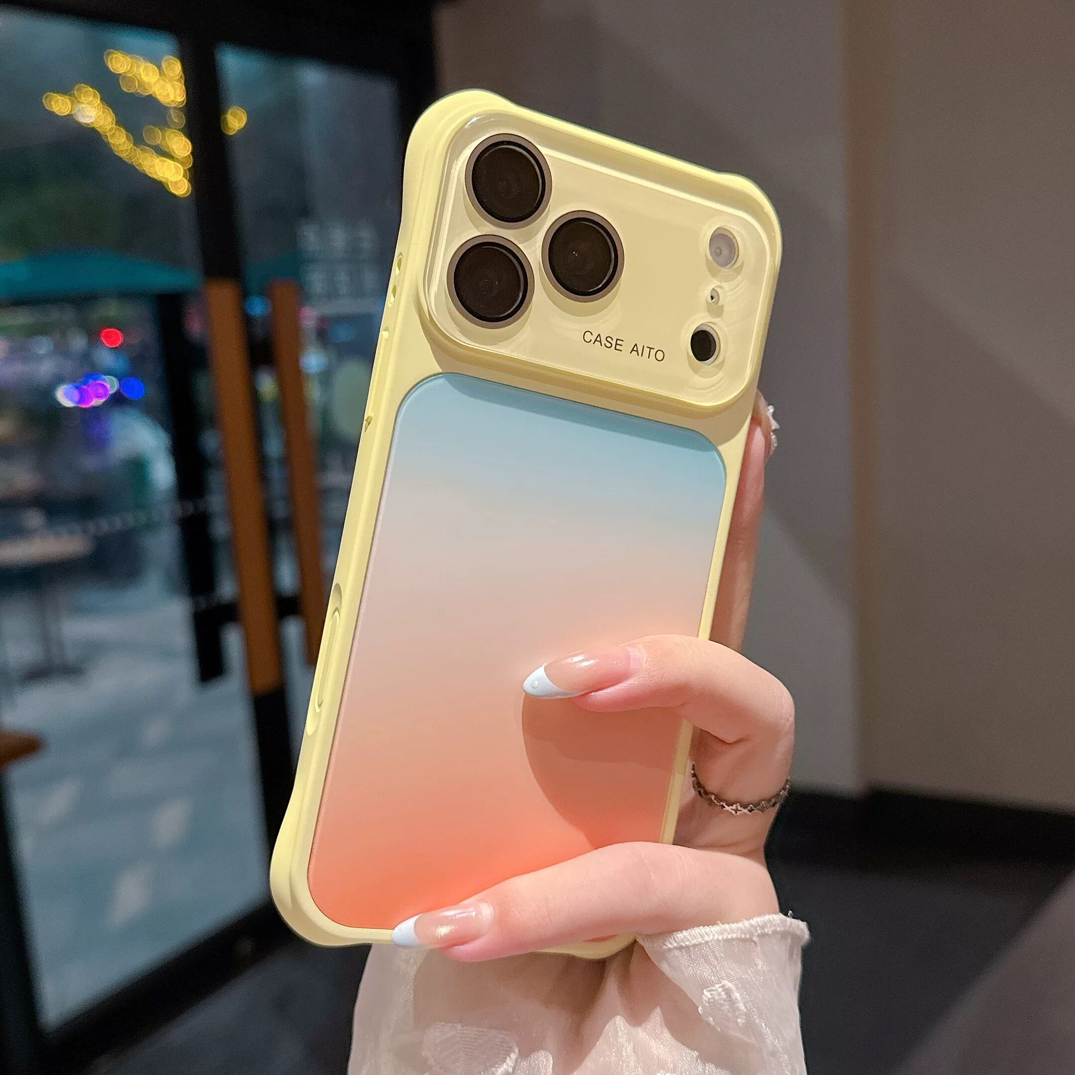 ins超火多巴胺渐变色适用苹果17promax手机壳新款iPhone16pro四角气囊防摔15pro镜头膜全包防摔14巨好看女生