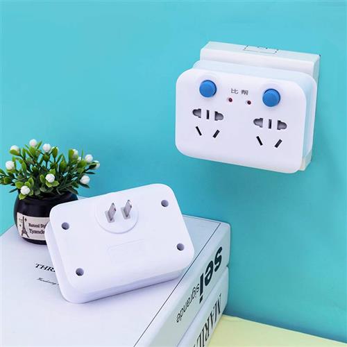 两脚二项插头转换器插座二脚转三脚家用办公开关无线插排2孔两头