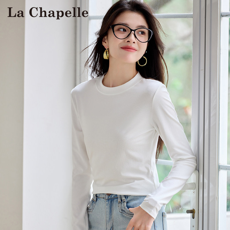 LaChapelle/拉夏贝尔秋冬上新修身款保暖长袖内搭薄款打底衫6311
