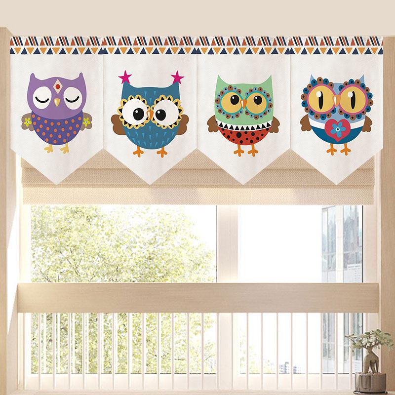 卡通隔断旗帘日式三角半帘厨房卧室门帘窗户挂帘儿童房装饰布短帘