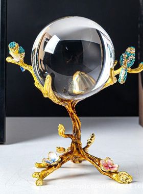 珐琅彩转运招财水晶球摆件