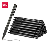 得力6546S中油笔按动式 0.7mm圆珠笔黑红蓝商务办公工厂用签字笔