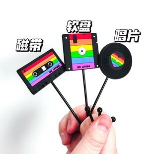 复古唱片强力无痕衣帽衣物挂钩浴室卫生间磁带挂钩彩虹挂勾无痕