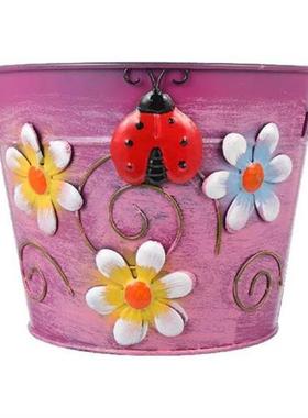 Flower Bucket Vase Pot Iron Planter Farmhouse Garden