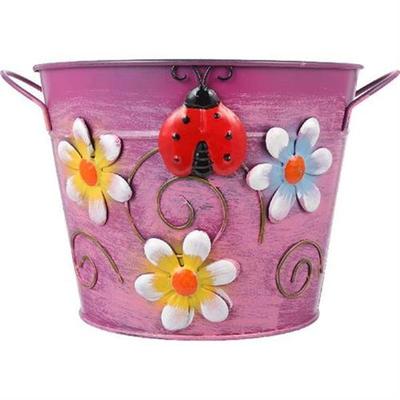 Flower Bucket Vase Pot Iron Planter Farmhouse Garden