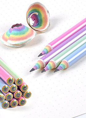 12Pcs/Box Paper Rainbow HB Pencils Writing Stationery For Sc