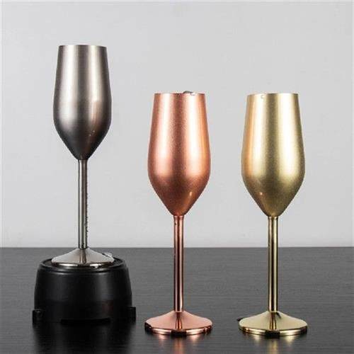 220ml Stainless Steel Champagne Flute Glass Unbreakable