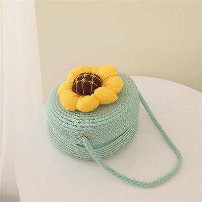 Kids Sunflower Straw Shoulder Bag Girl Summer Sweet Purse Pr