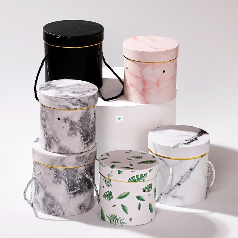 Round Packaging Paper Bag Gift Box Florist Bouquet Flower
