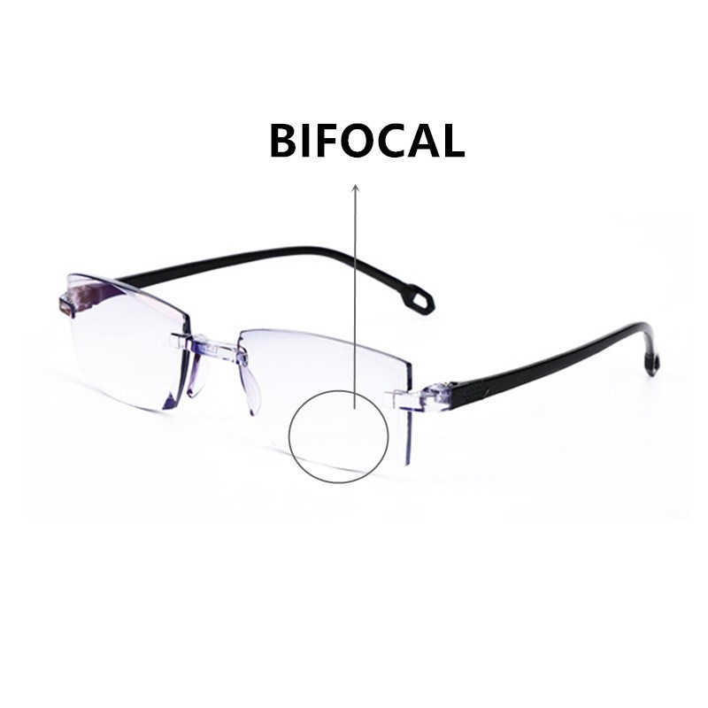 2019 NEW Rimless Bifocal Reading Glasses Anti Blue Ray Light