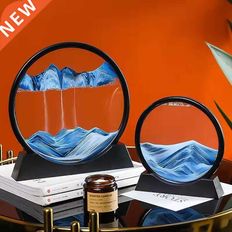 Creative 3D Glass Sandscape in Motion Hourglass Moving Sand