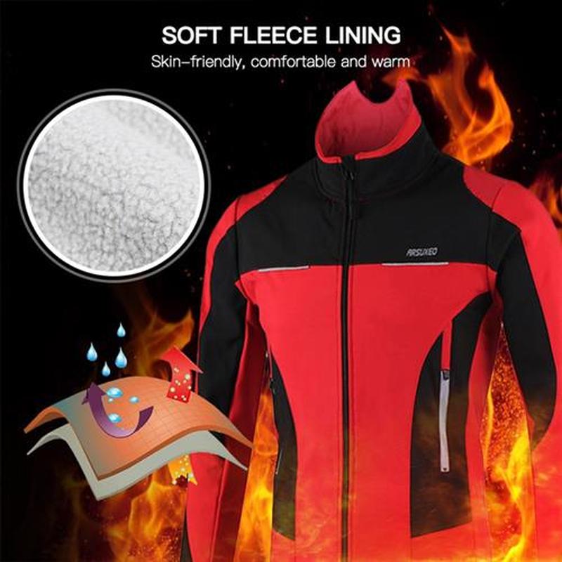 Arsuxeo Men Cycling Jacket Warm Thicken Windproof Waterproof