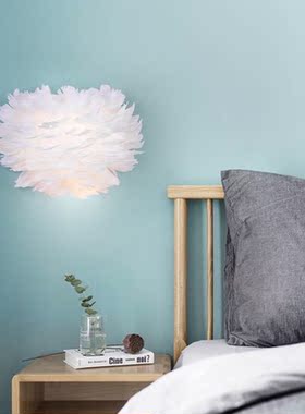 Nordic Pure White Feather Light Wall Lamp Romantic Sconces