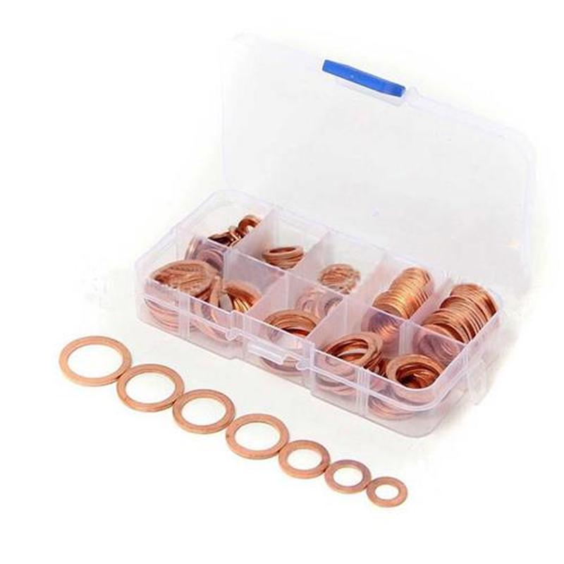 120PCs 8 Sizes Solid Copper Washers Sump Plug Assortment Was