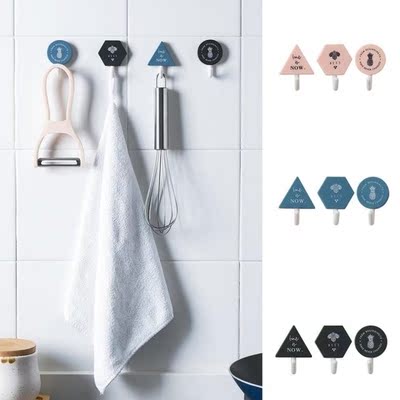 3pcs/set Hook Clothes Wall Hook Geometric Door Towel Bathroo