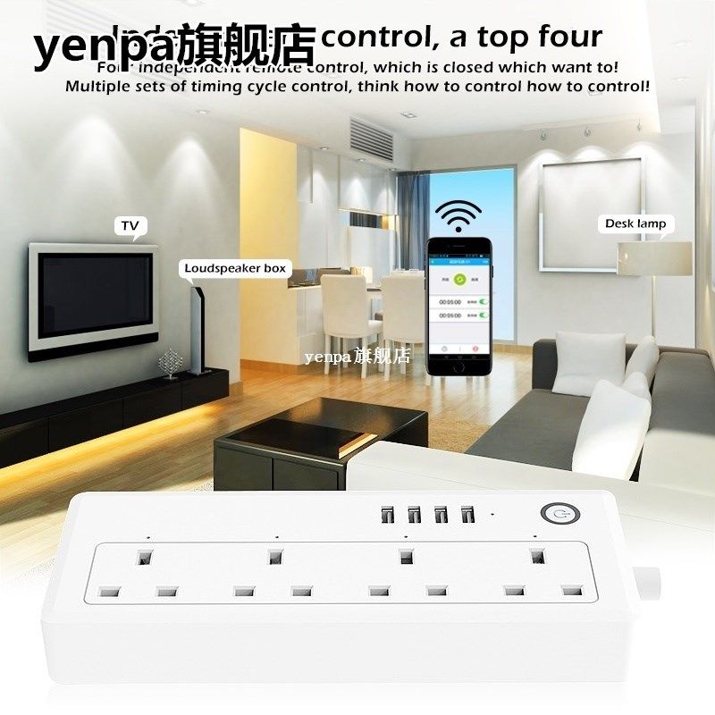 WiFi Smart Power Strip Sockets Outlet with 3.1A USB Port Voi