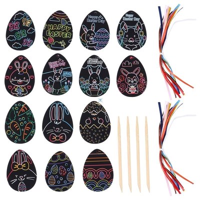 60pcs Easter Crafts Kit Scratch Off Cards Easter Scratch