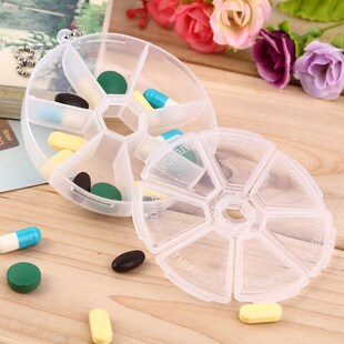 Kids Adults Round 7 Slot Health Pill Box Case Medicine Drug