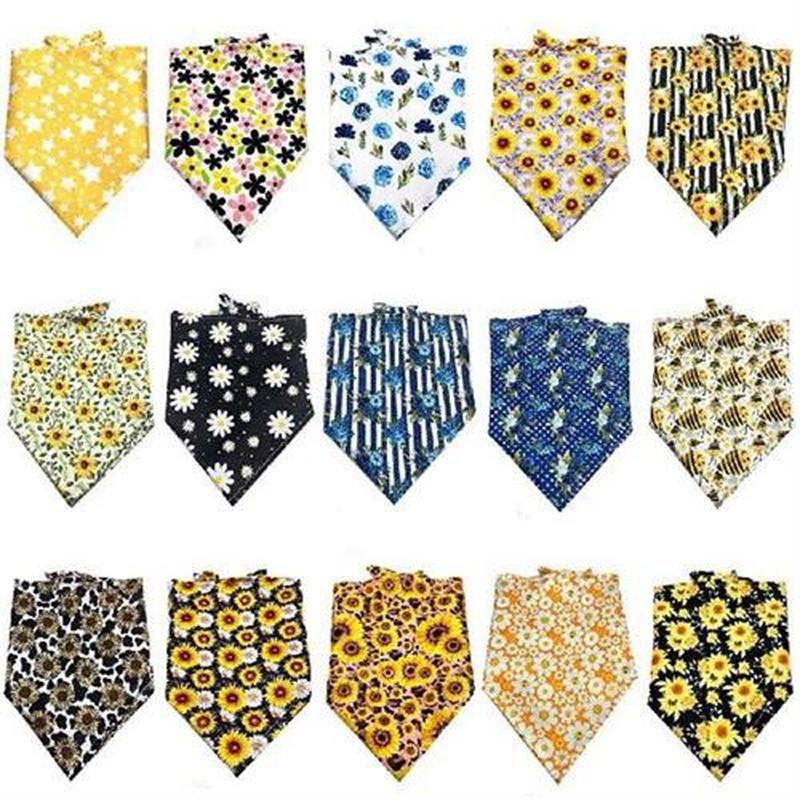 30/50pcs Pet Dog Cat Bandana Sunflowers Pattern Dog