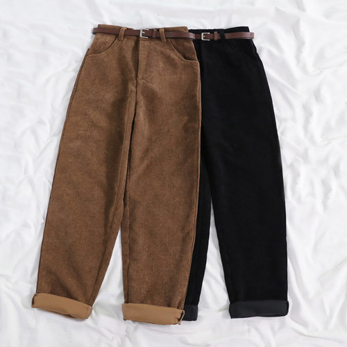 JMPRS Women Spring Corduroy Pants High Waist Autumn Vintage