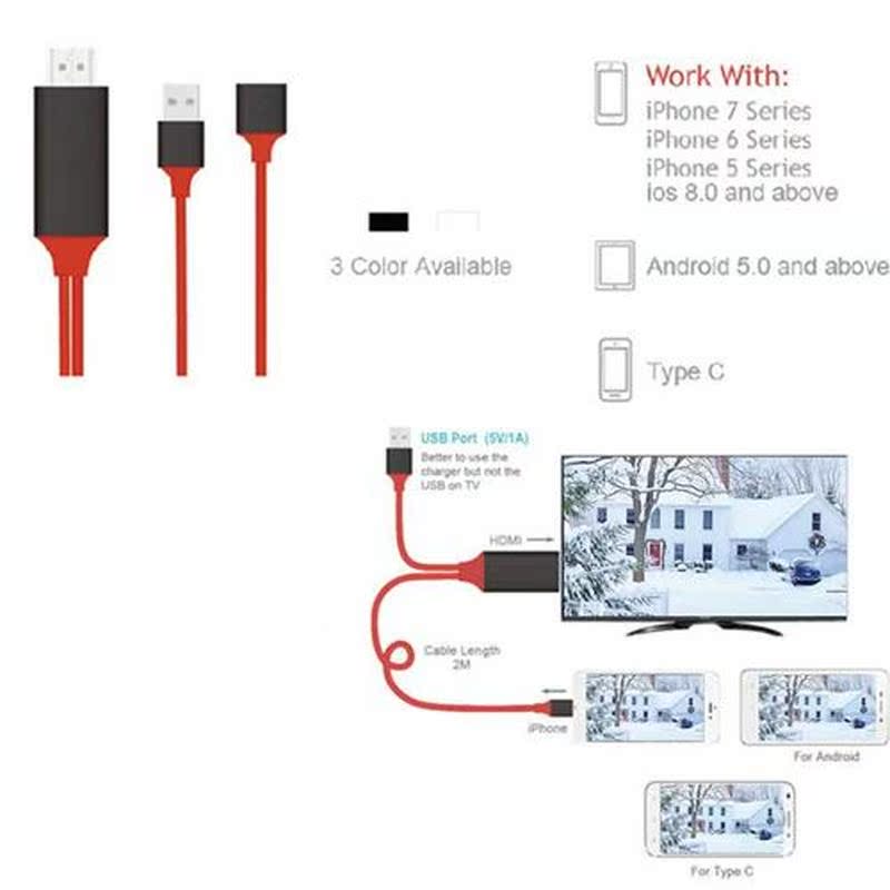 3 In 1 Micro USB Female to HDMI Male Cable Adapter HD 1080P