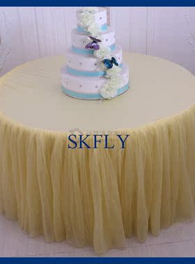 SK005N wedding new  SKFLY 120 inch round yellow tulle table